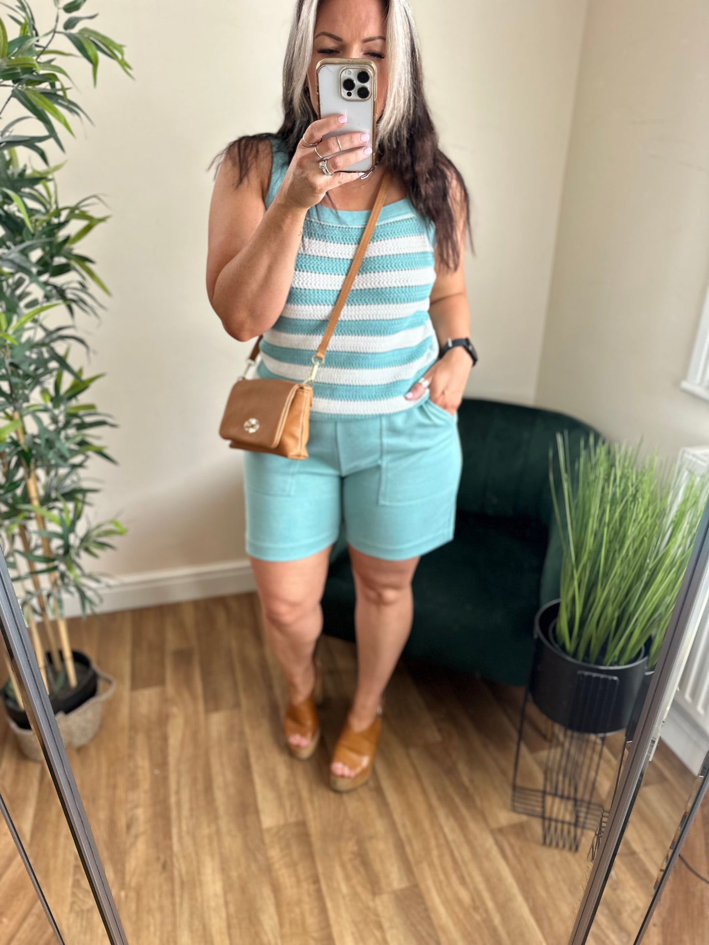 ICHI Kate Pique Shorts Nile Blue