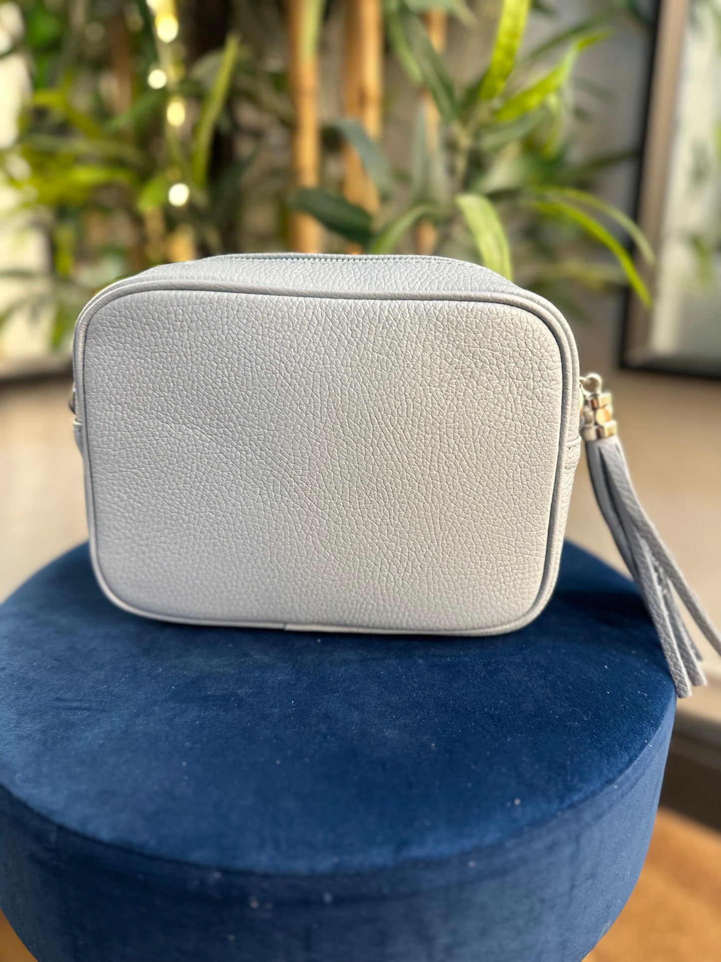 Cassie Leather Camera Bag Baby Blue