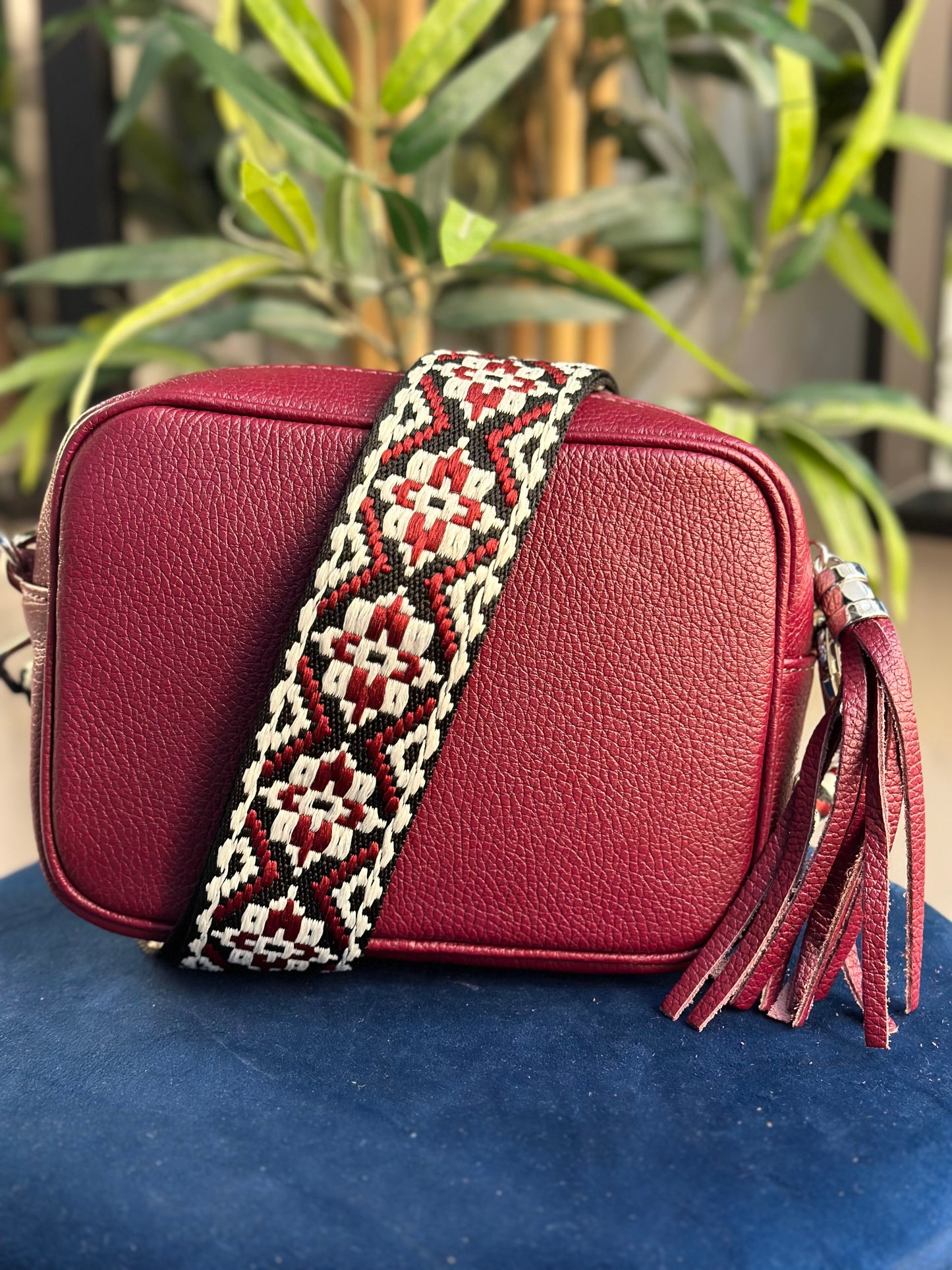 Cassie Leather Camera Bag Burgundy