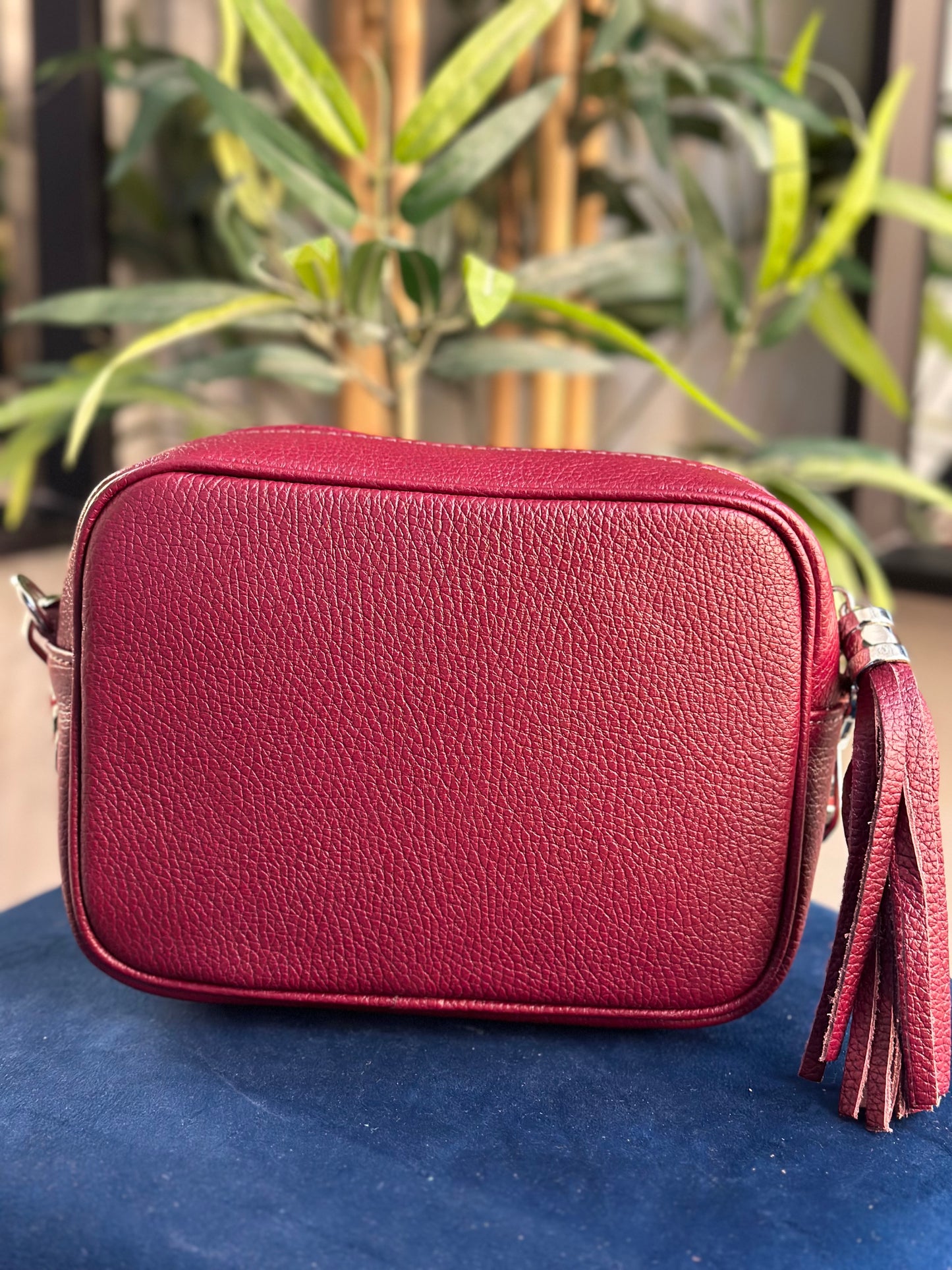 Cassie Leather Camera Bag Burgundy