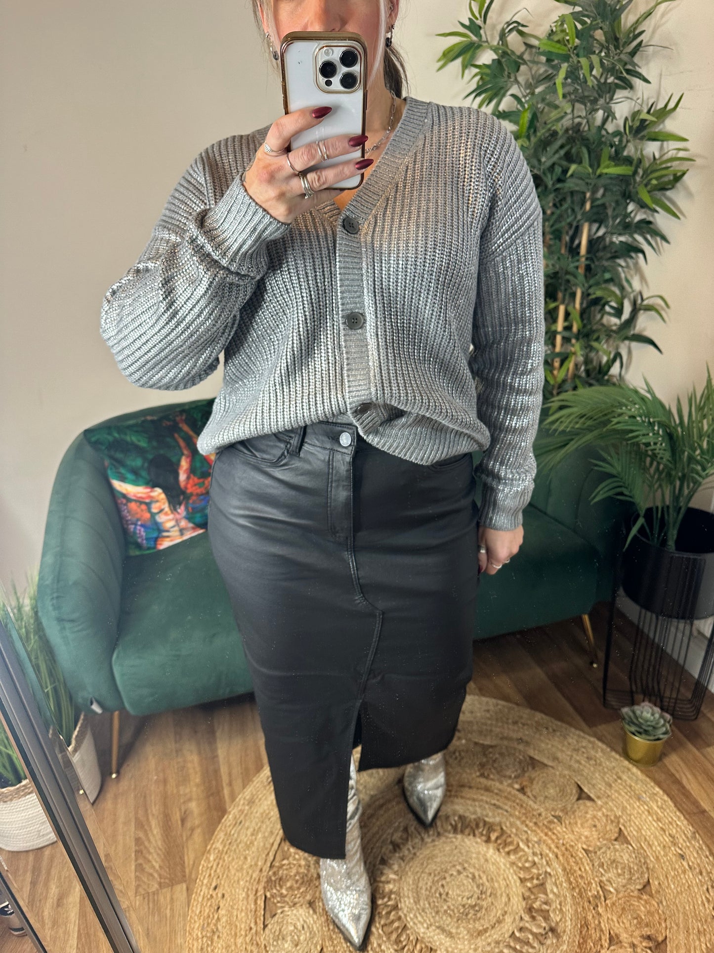NOISY MAY Kath Coated Denim Long Skirt