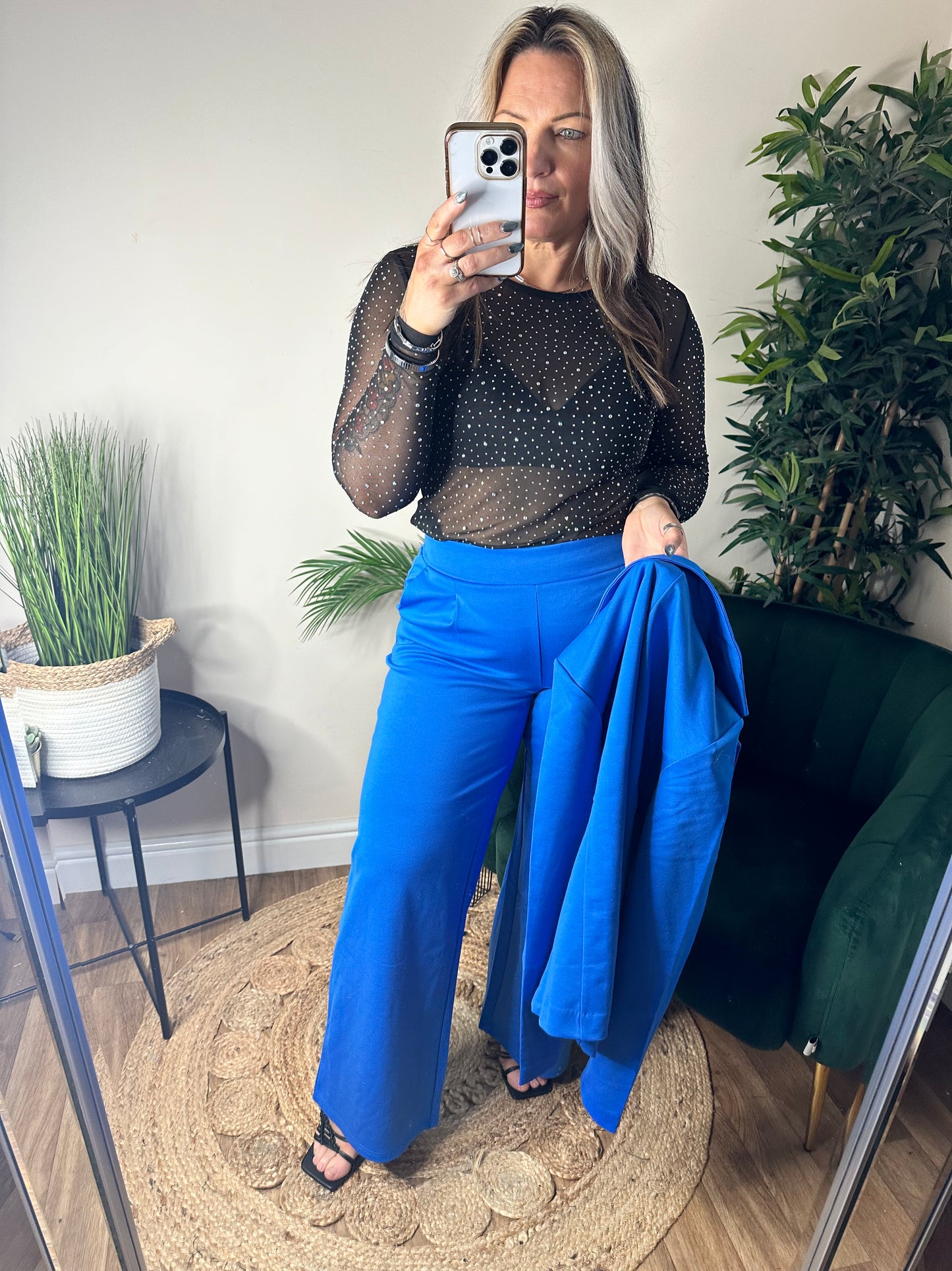 ICHI Kate Long Wide Pant Strong Blue