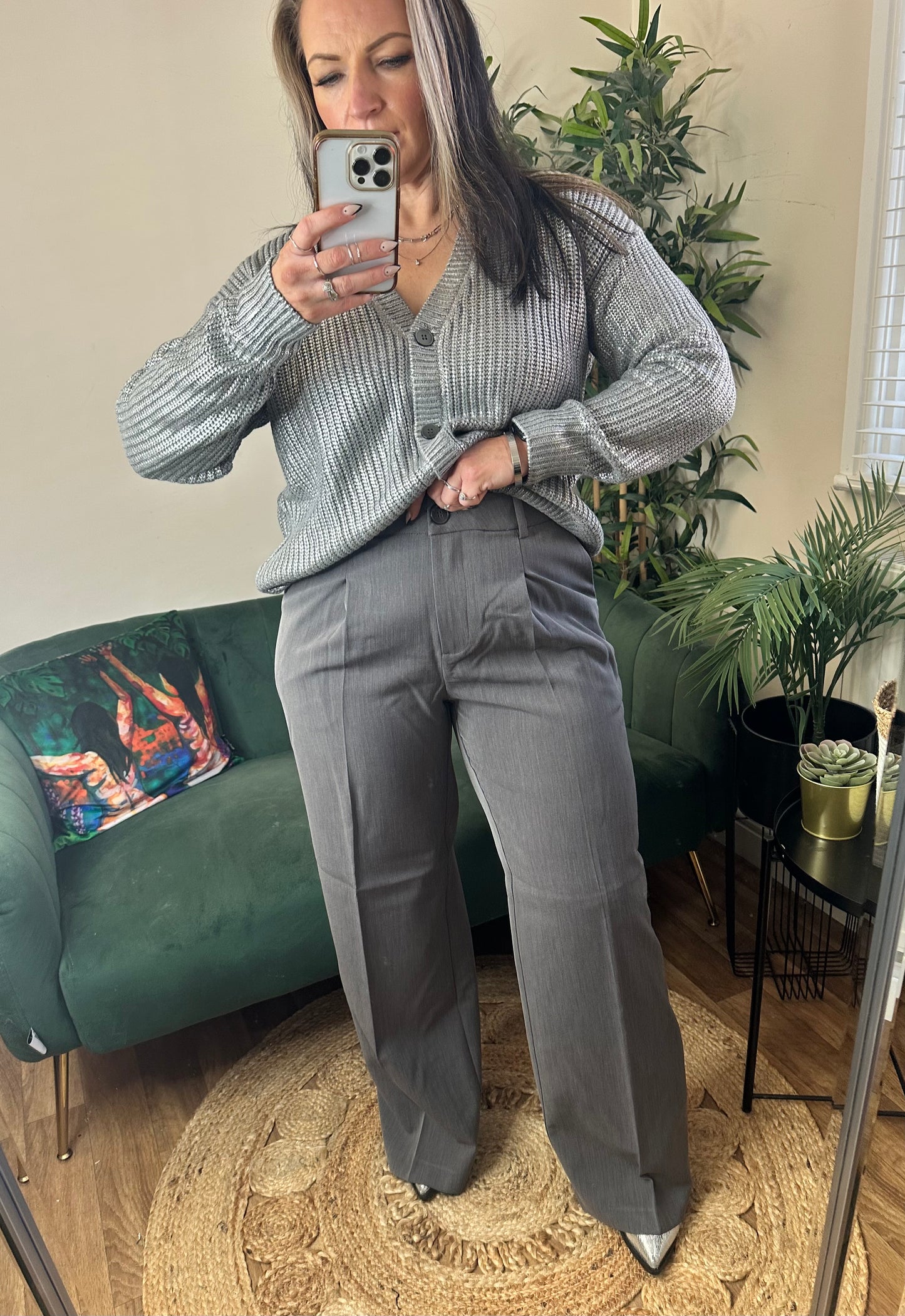 YEST Gilana Essential Tailored Trousers Dark Grey