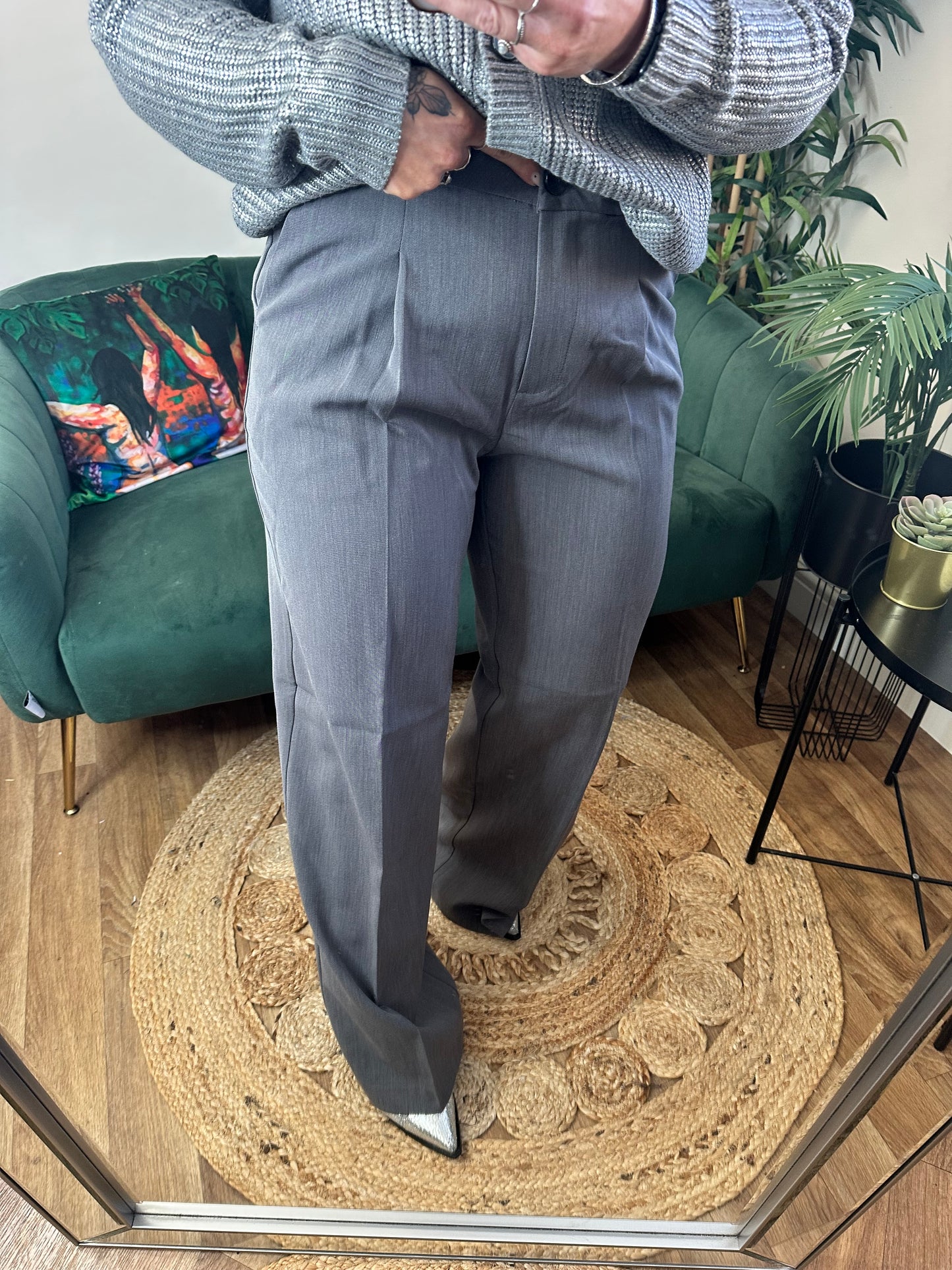 YEST Gilana Essential Tailored Trousers Dark Grey