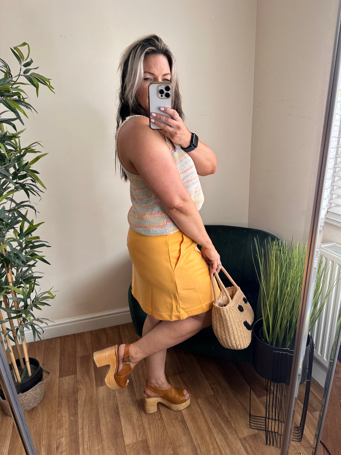 ICHI Kate Pique Skirt Radiant Yellow