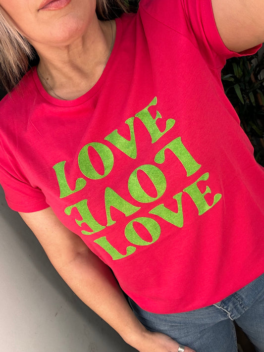 ICHI Kamille Short Sleeved T-Shirt With Flocked Slogan Love Potion