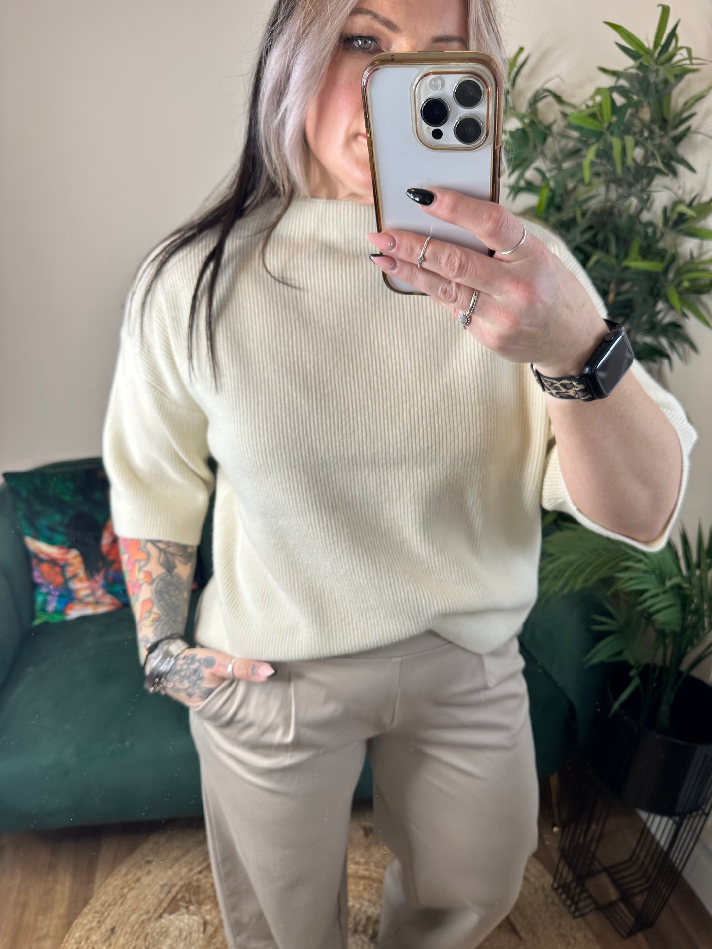 ICHI Boston Knitted Pullover Birch