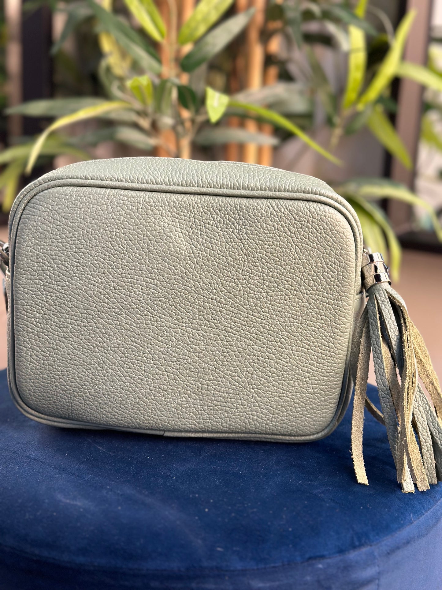 Cassie Leather Camera Bag Sage Green