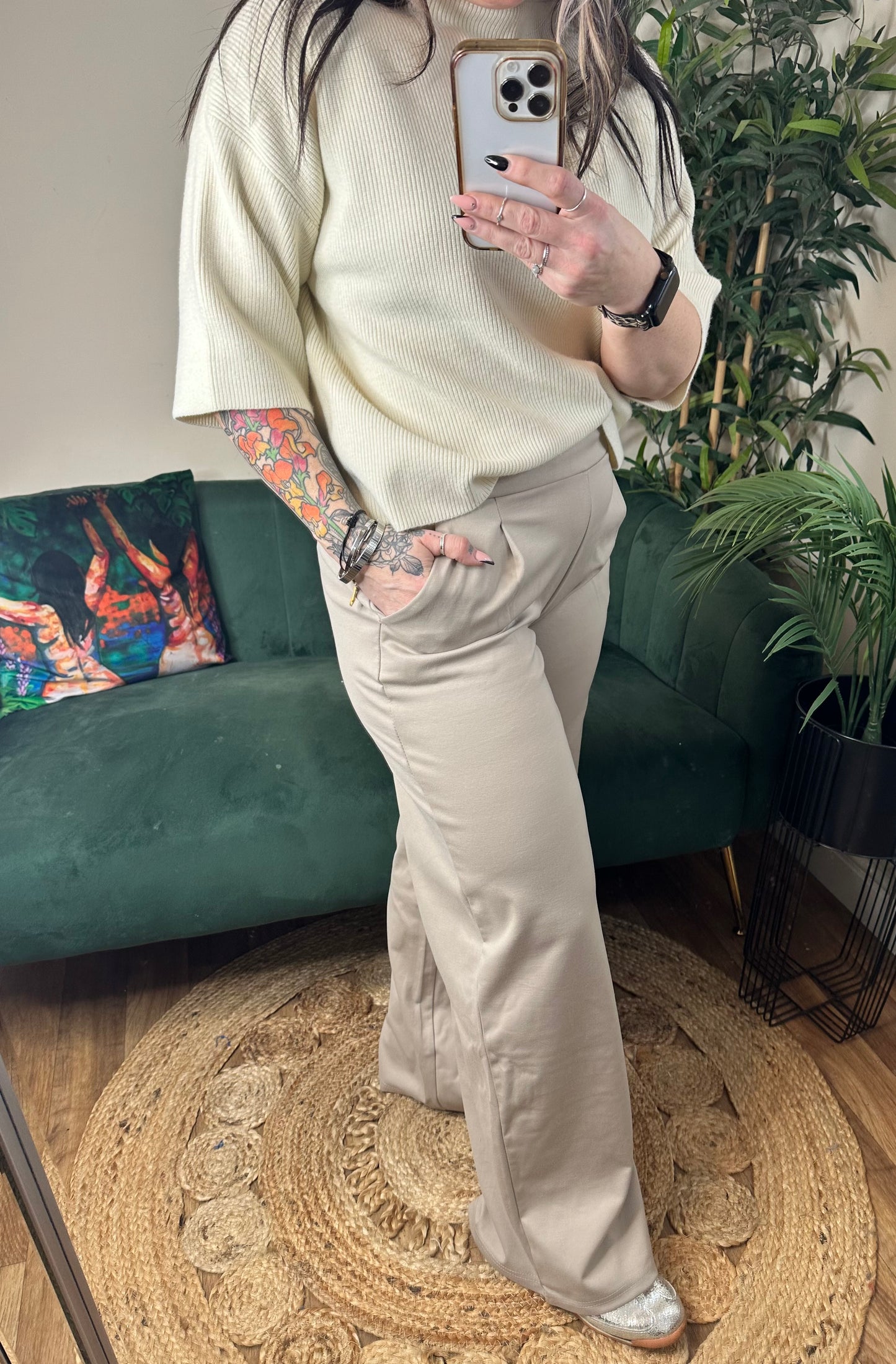 ICHI Kate Long Wide Leg Pant String