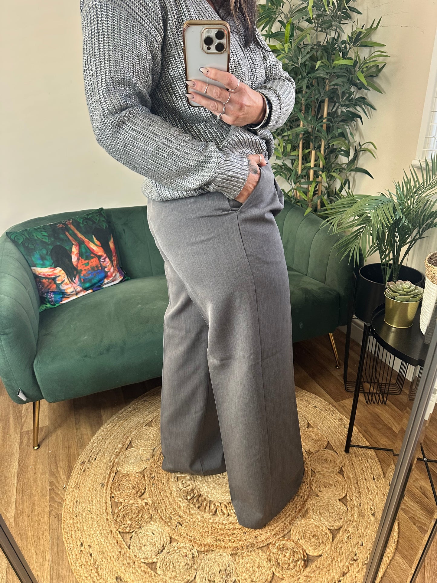 YEST Gilana Essential Tailored Trousers Dark Grey