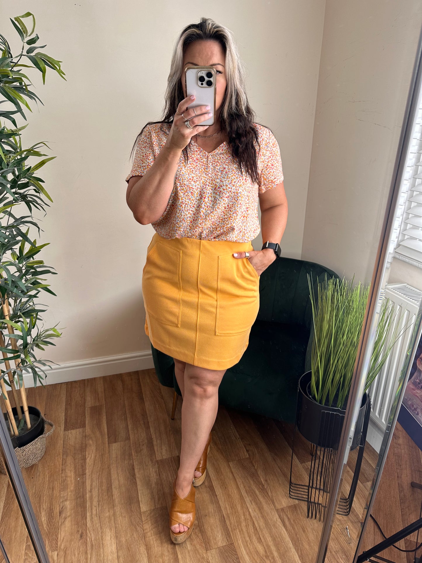 ICHI Kate Pique Skirt Radiant Yellow