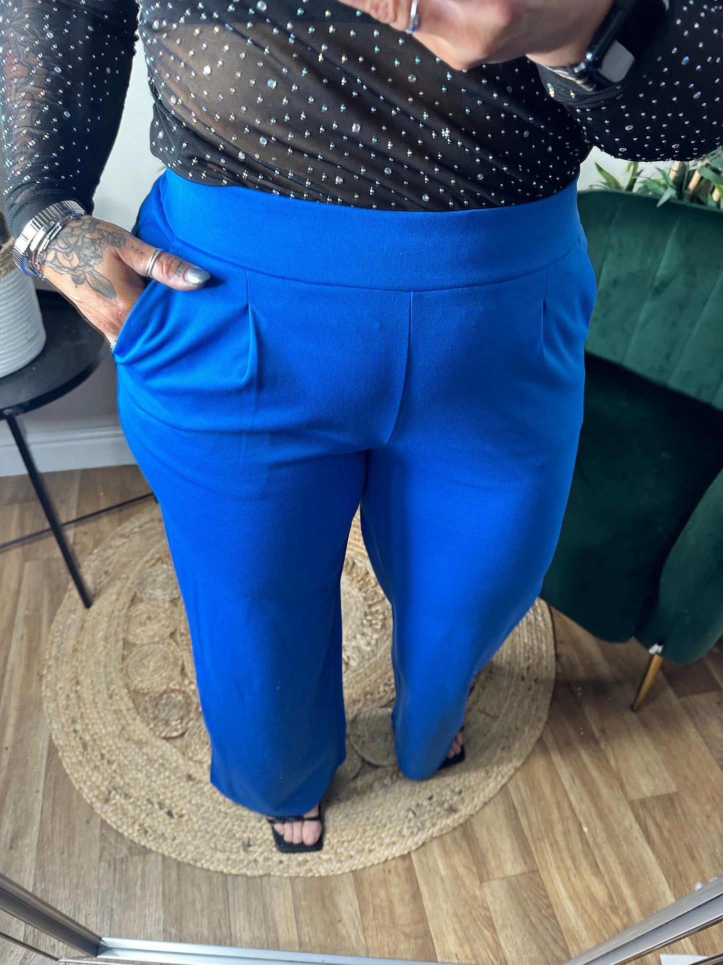 ICHI Kate Long Wide Pant Strong Blue