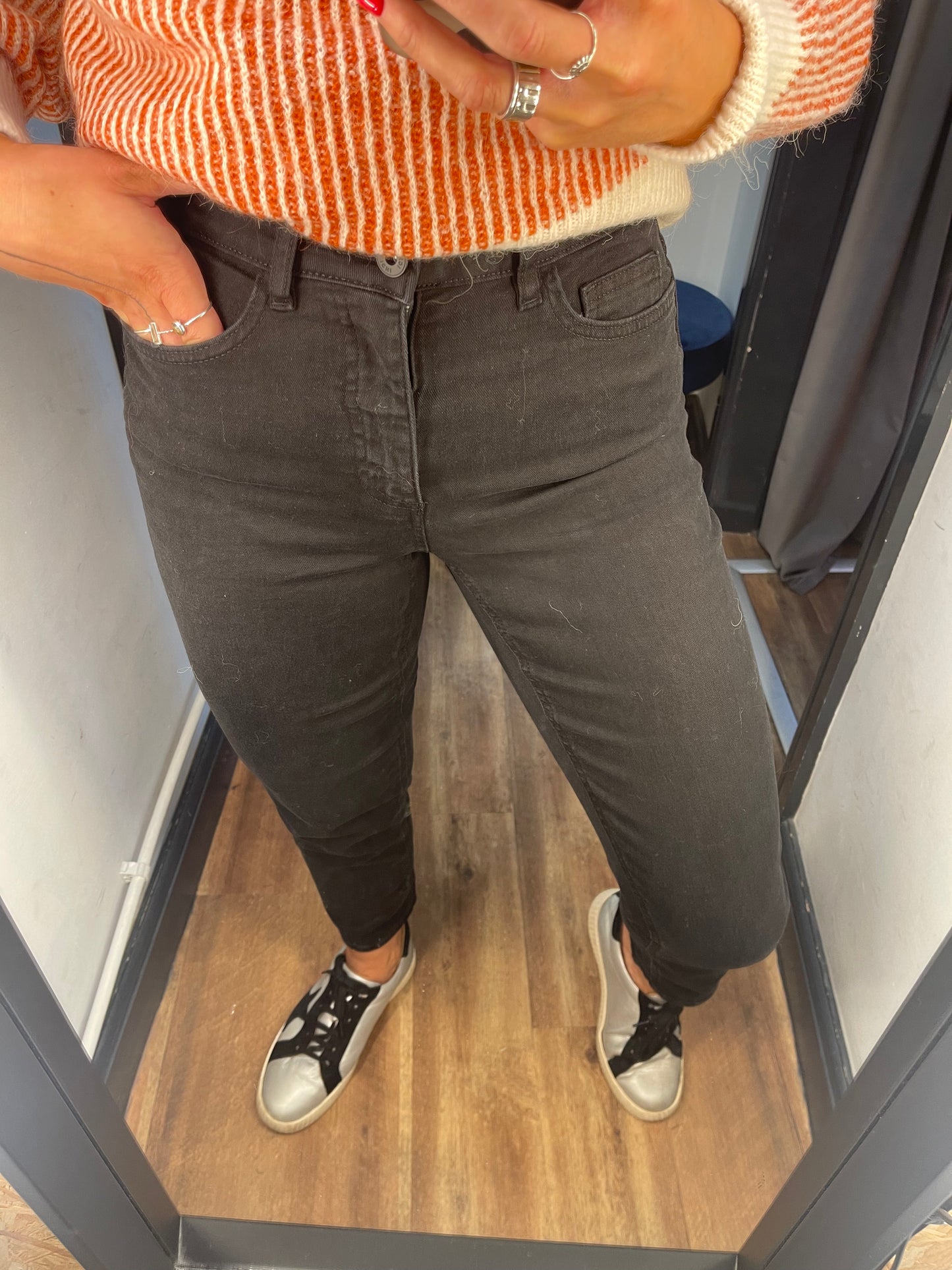 ICHI Twiggy Raven Jean Dark Black