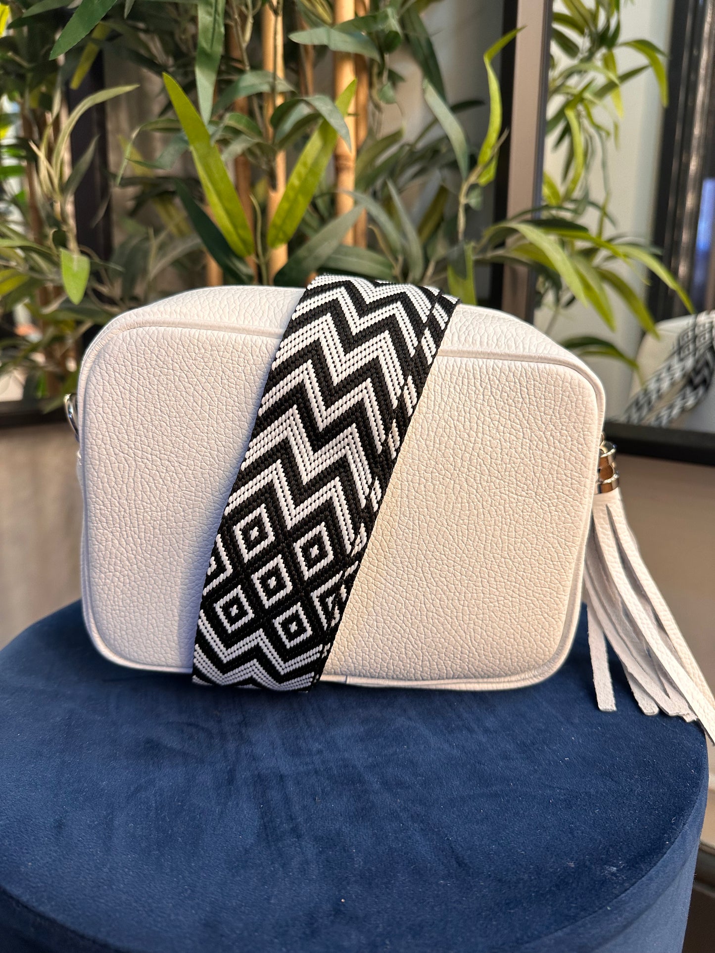 Cassie Leather Camera Bag White