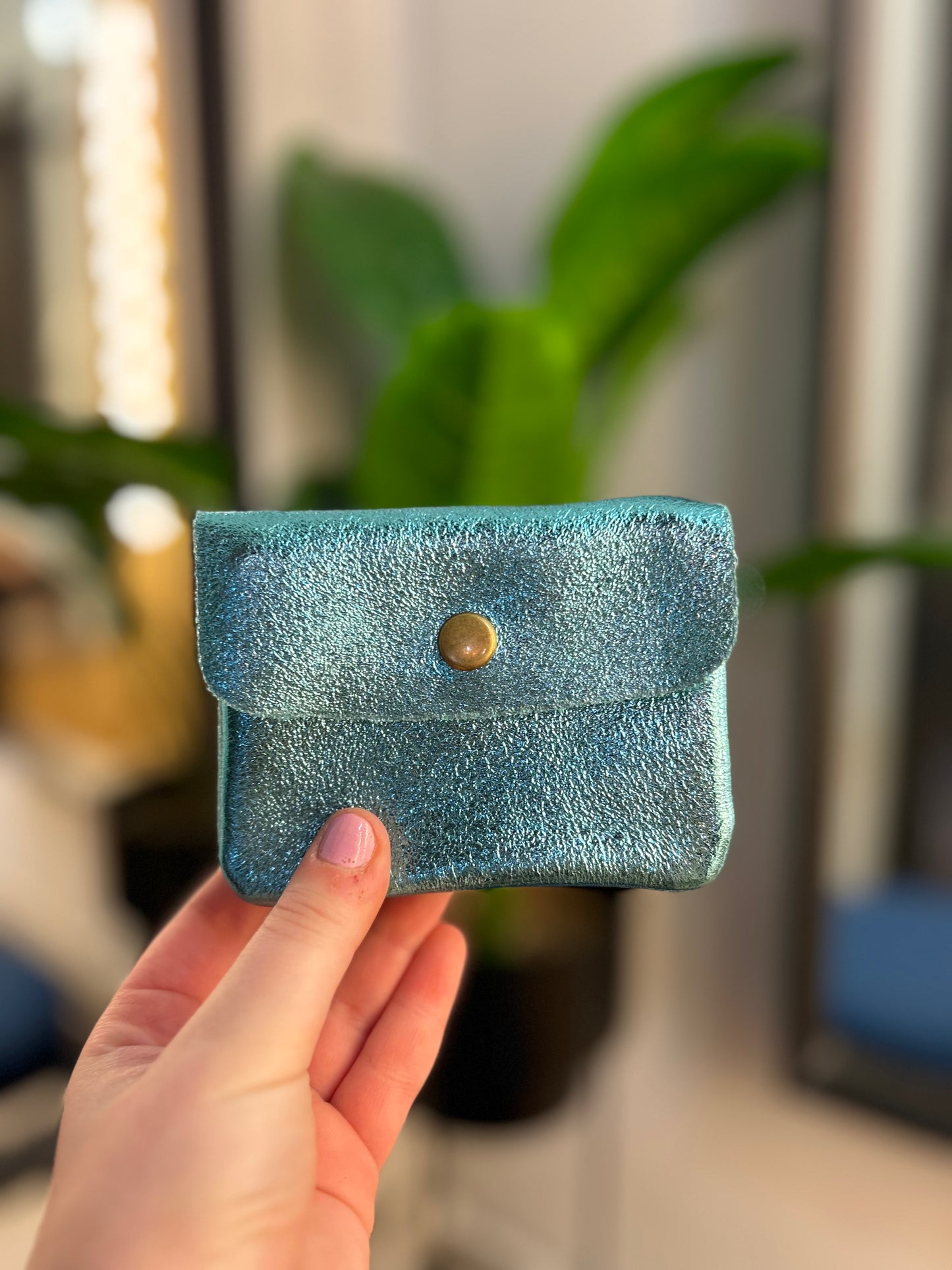 Page Purse Metallic Aqua