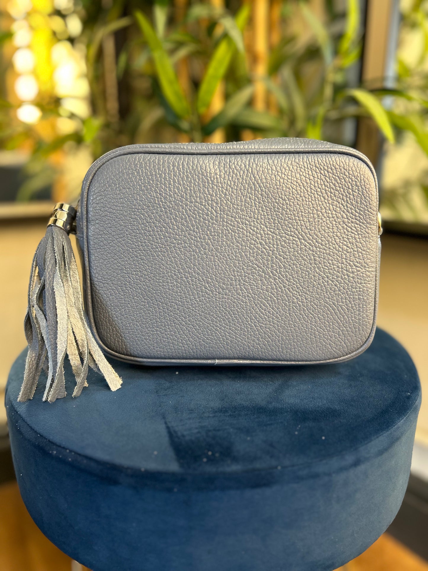 Cassie Leather Camera Bag Denim Blue