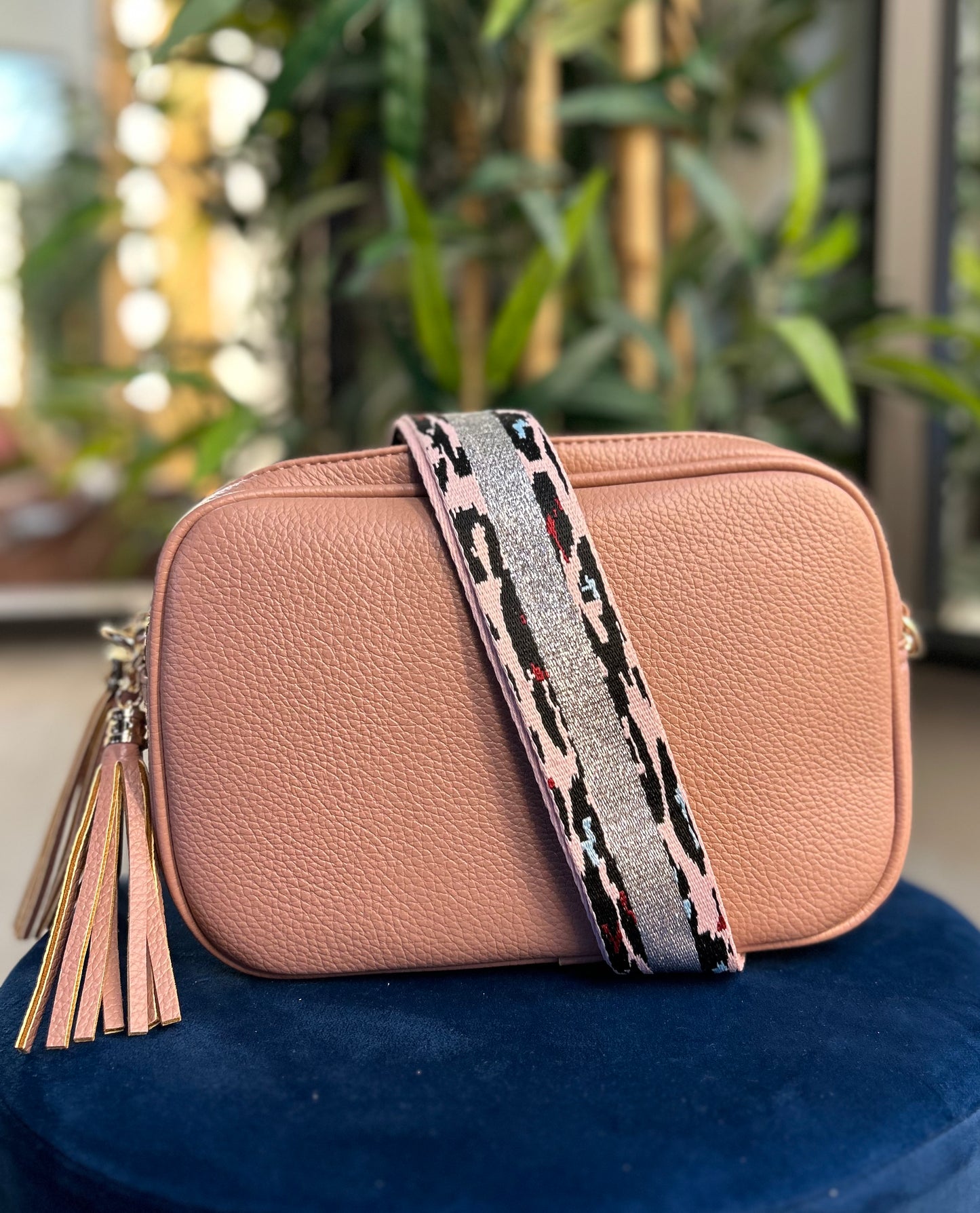 Bailey Double Zip Camera Bag With Strap Blush Pink