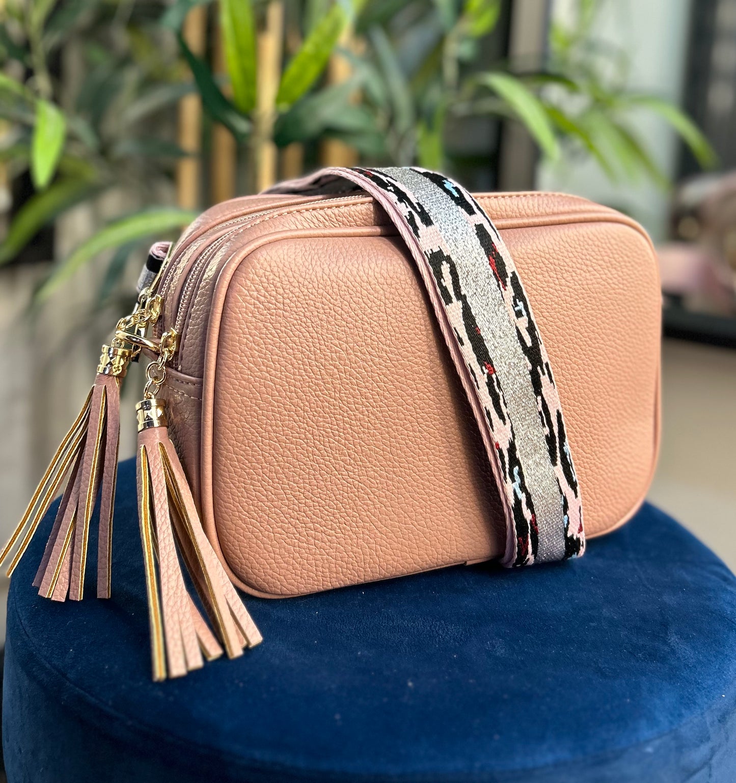 Bailey Double Zip Camera Bag With Strap Blush Pink