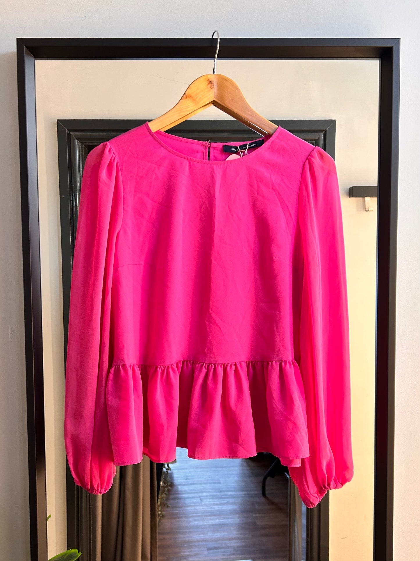 PRELOVED FRENCH CONNECTION Pink Peplum Top Size S