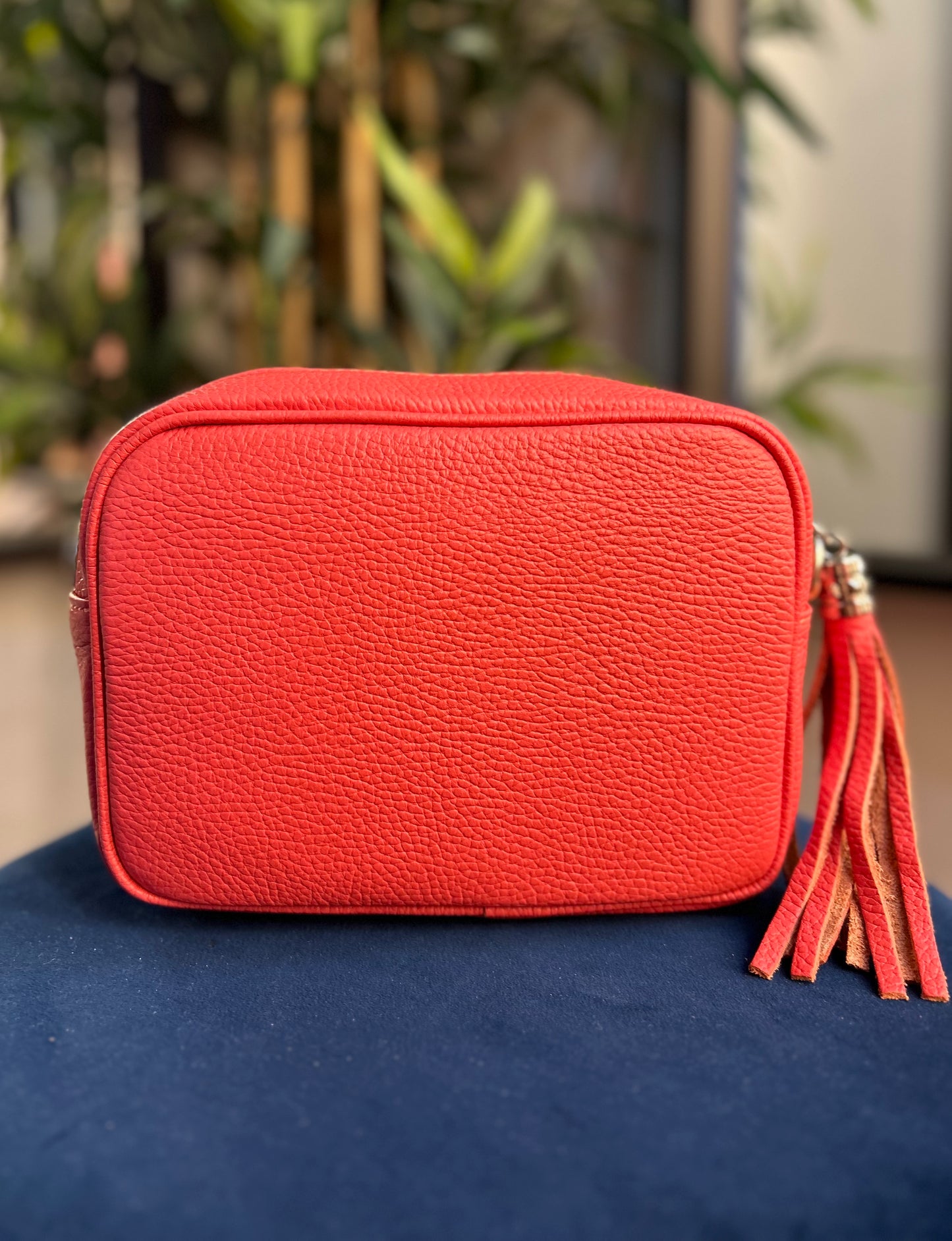 Cassie Leather Camera Bag Pink Coral