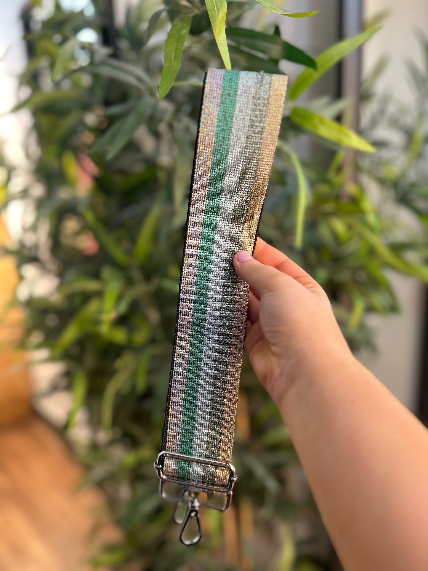 Woven Bag Strap Rainbow Glitter Blue/Green/lilac