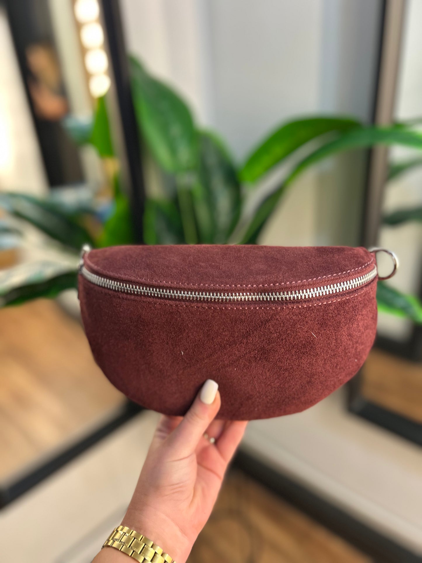 LUNA Crossbody Bag Burgundy Suede