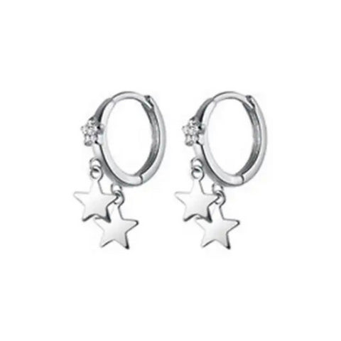 SHE IS Twin Star Silver Huggies