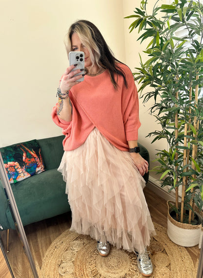 MAEVE Tulle Mesh Skirt Pastel Ballet Pink