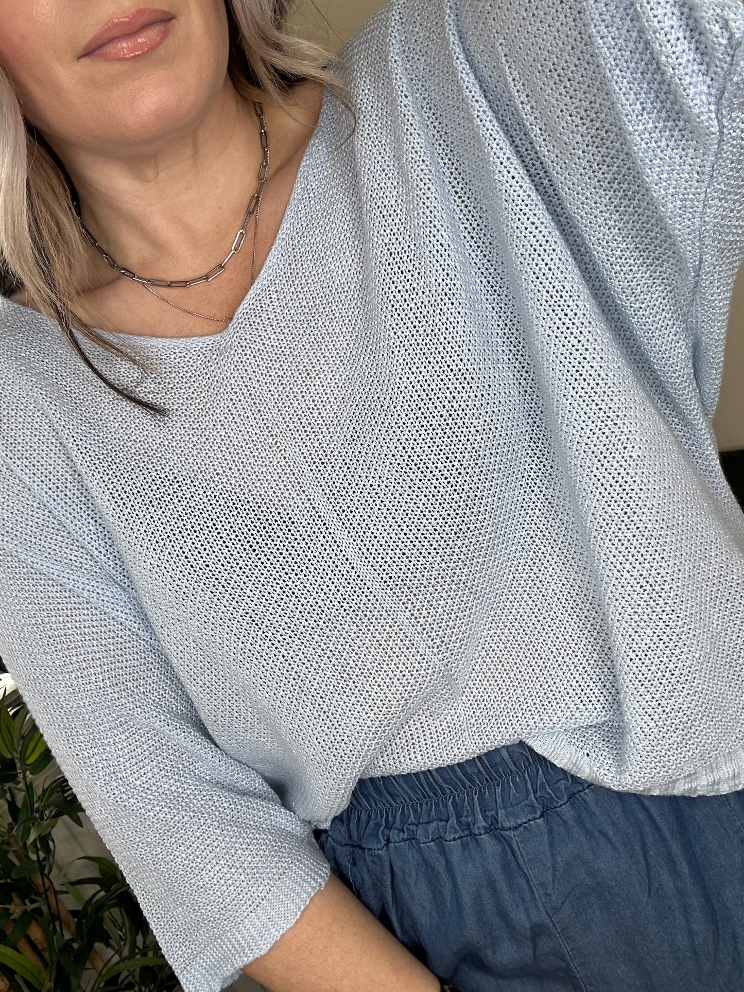 LEILANI V-Neck Slouchy Knit Twilight