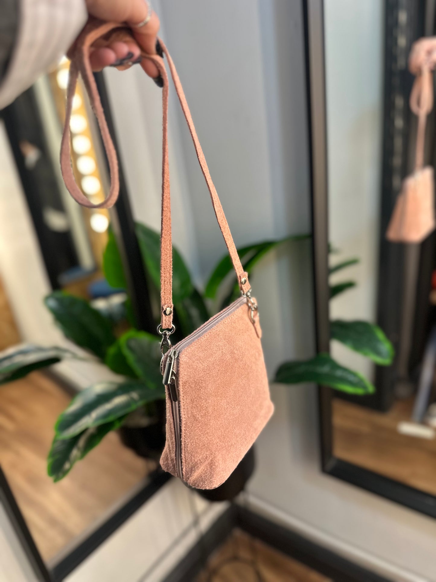 HALO Suede Crossbody Bag Rose