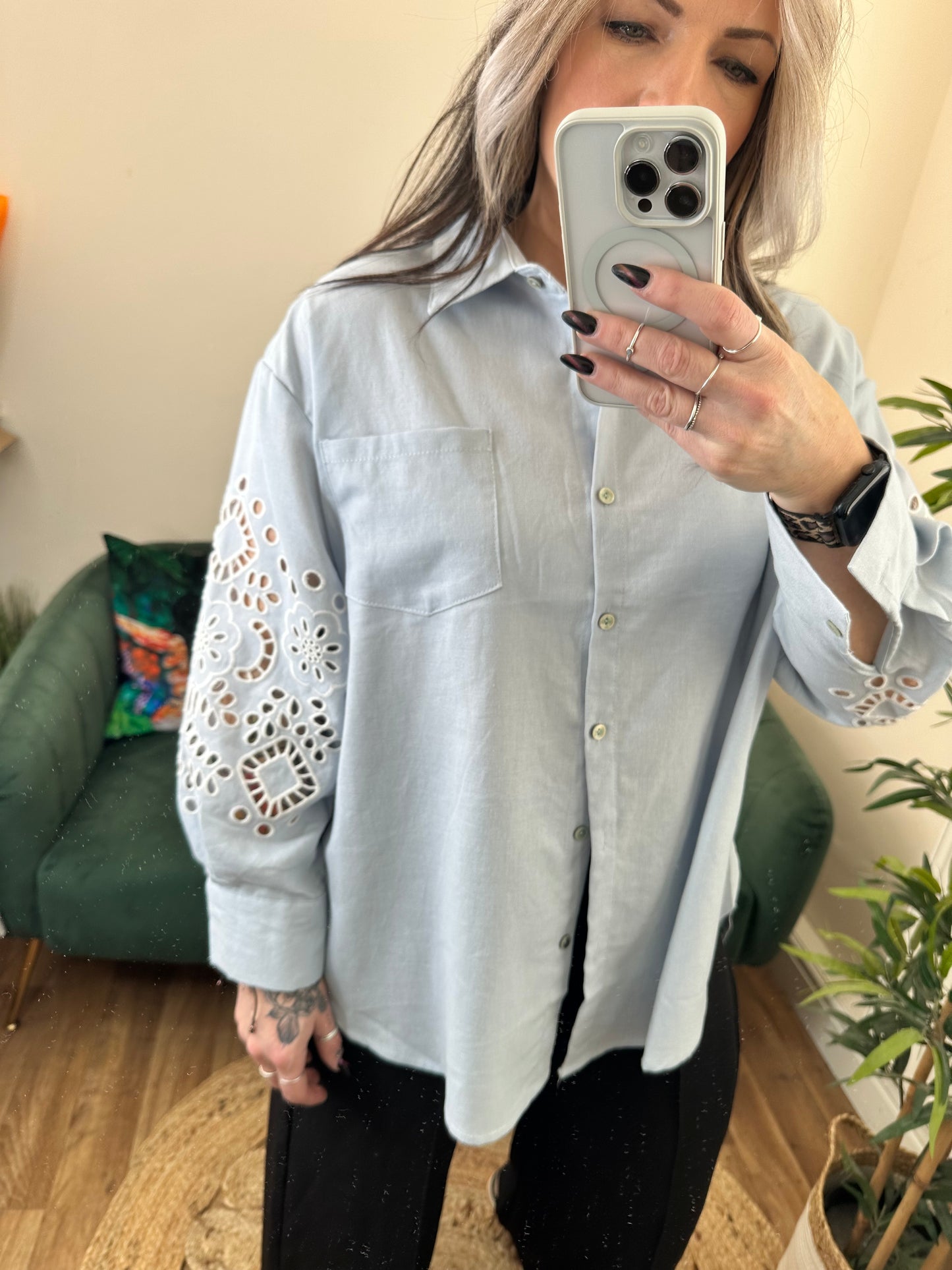 ANYA Oversized Shirt With Cut-out Sleeve Detail