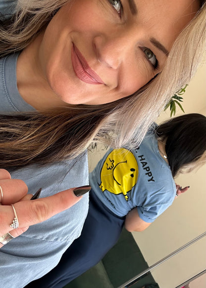 MR HAPPY Printed T-Shirt Blue