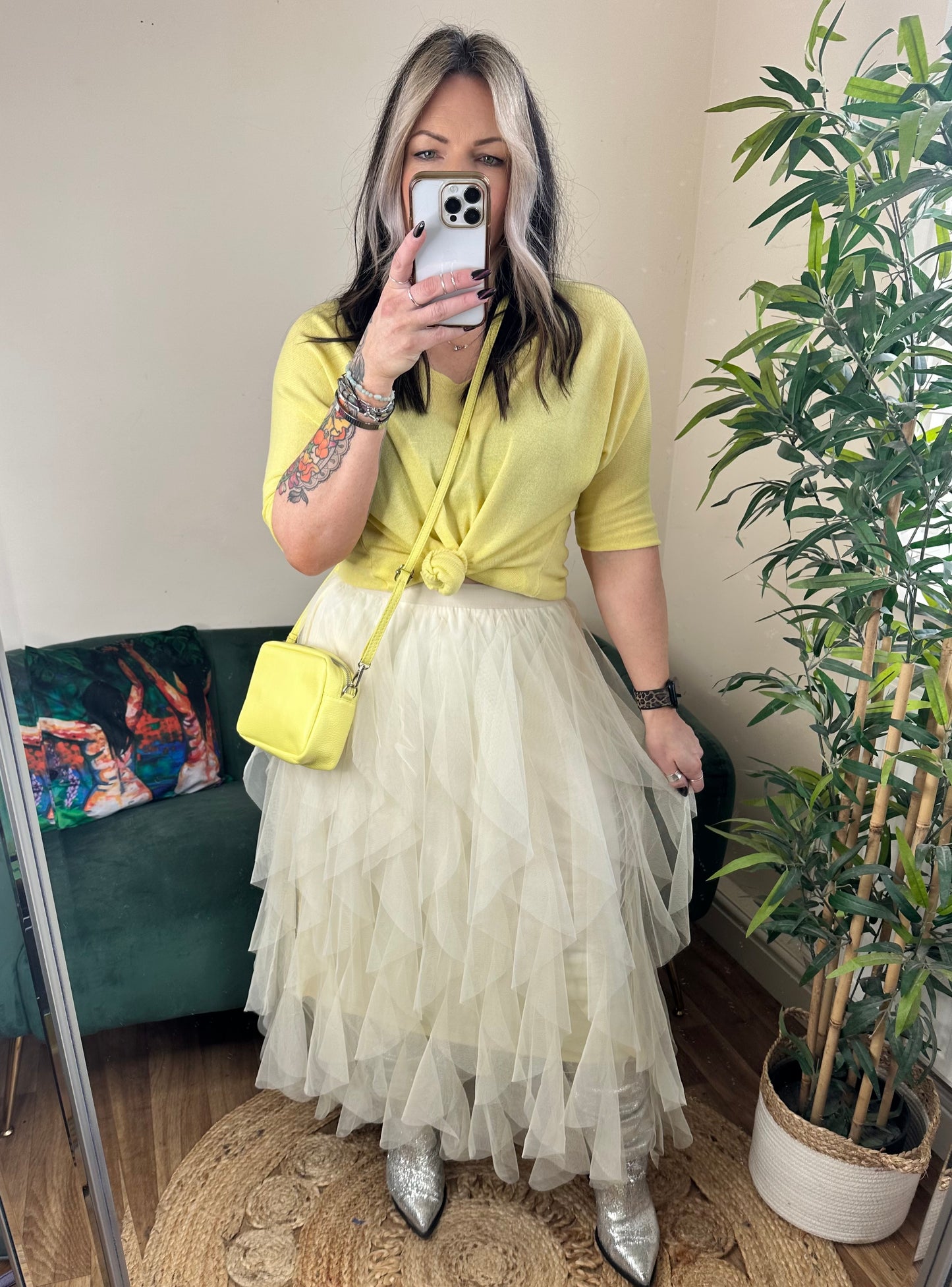 MAEVE Tulle Mesh Skirt Pastel Yellow