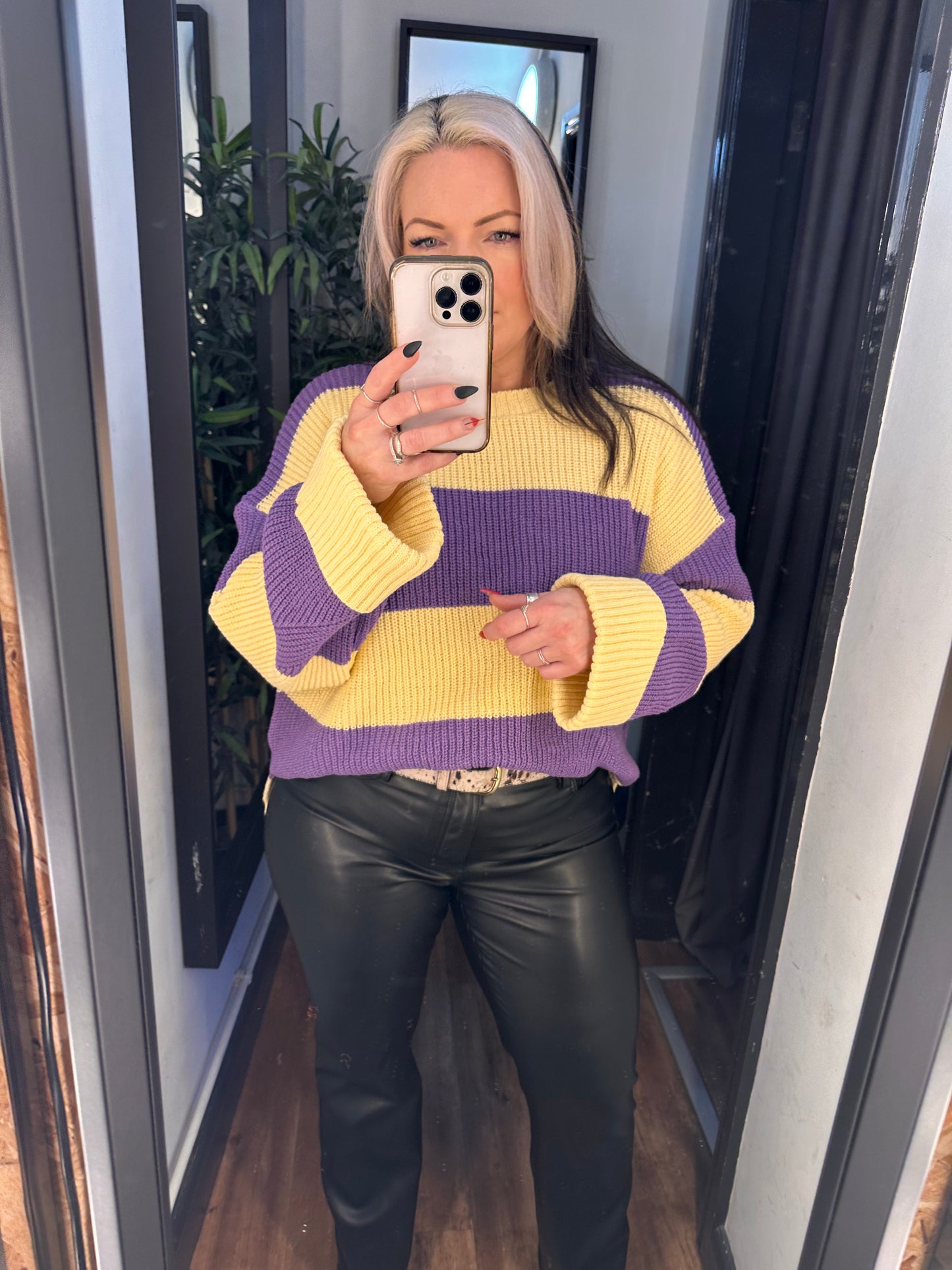 CARA & THE SKY Rhiannon Stripe Jumper Purple