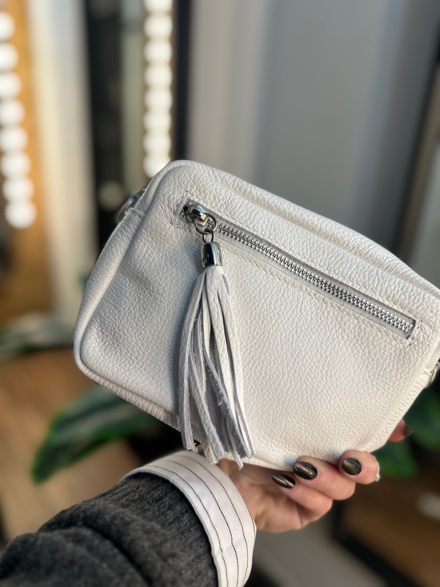 Clara Leather Camera Bag White