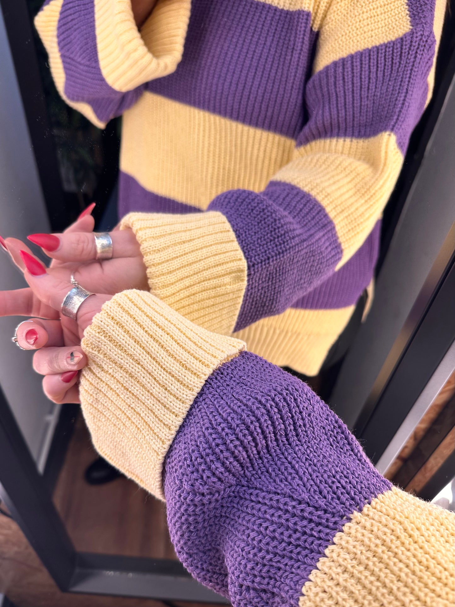 CARA & THE SKY Rhiannon Stripe Jumper Purple