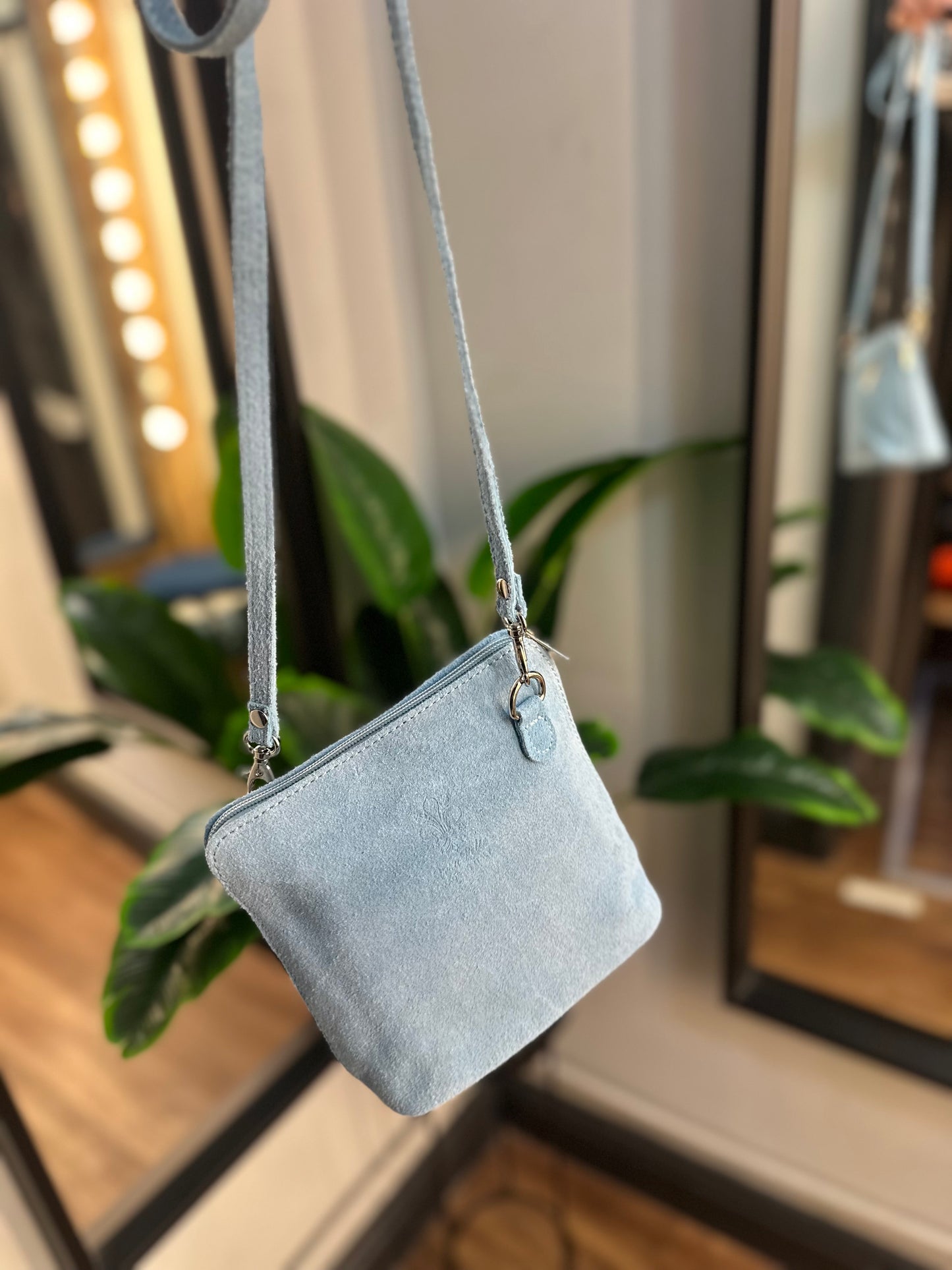 HALO Suede Crossbody Bag Blue
