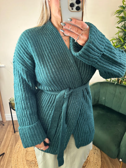 YEST Sylvana Essential Cardigan Dark Pine Green