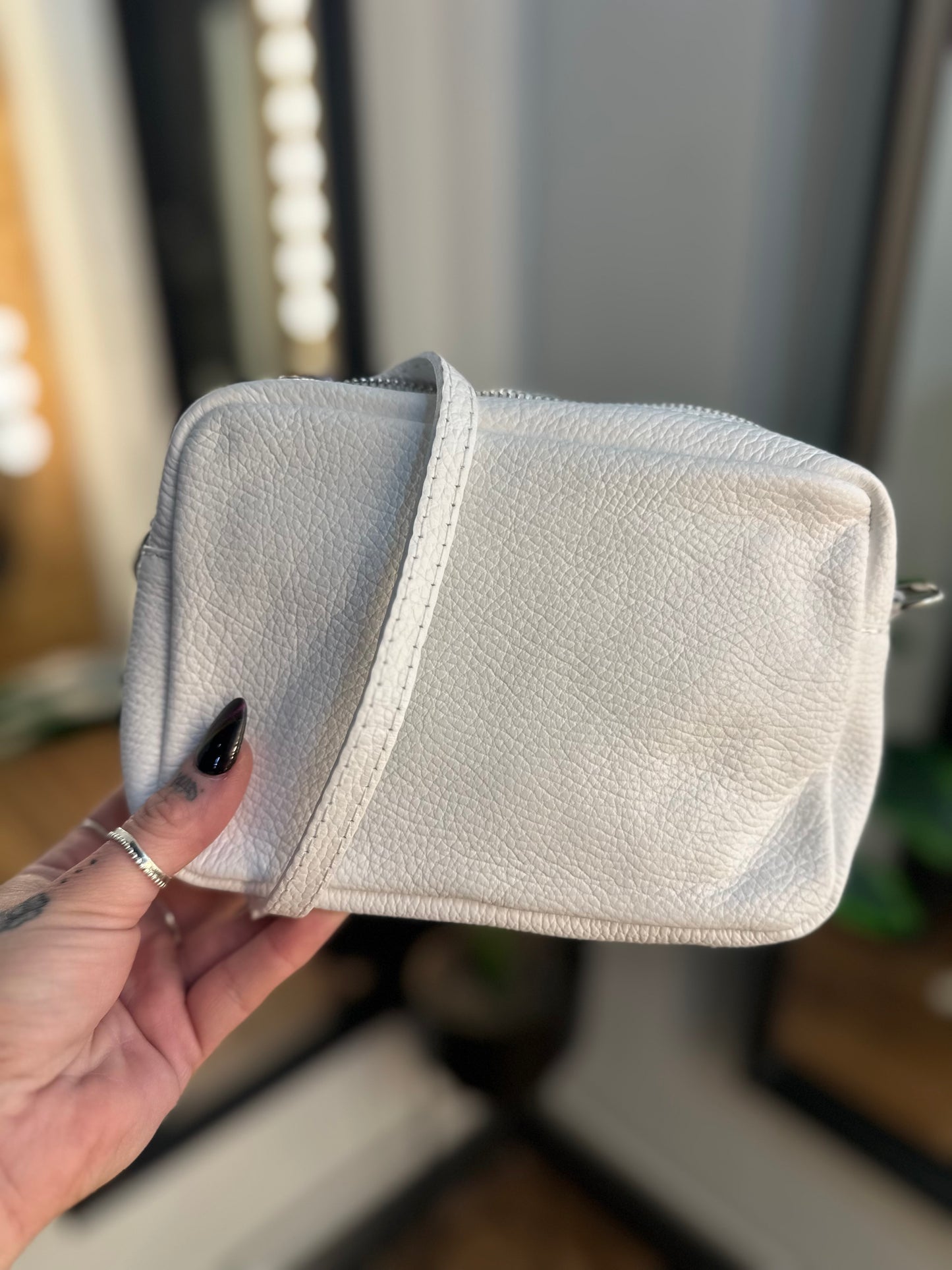 Clara Leather Camera Bag White
