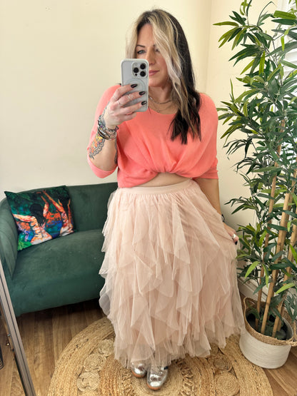 MAEVE Tulle Mesh Skirt Pastel Ballet Pink