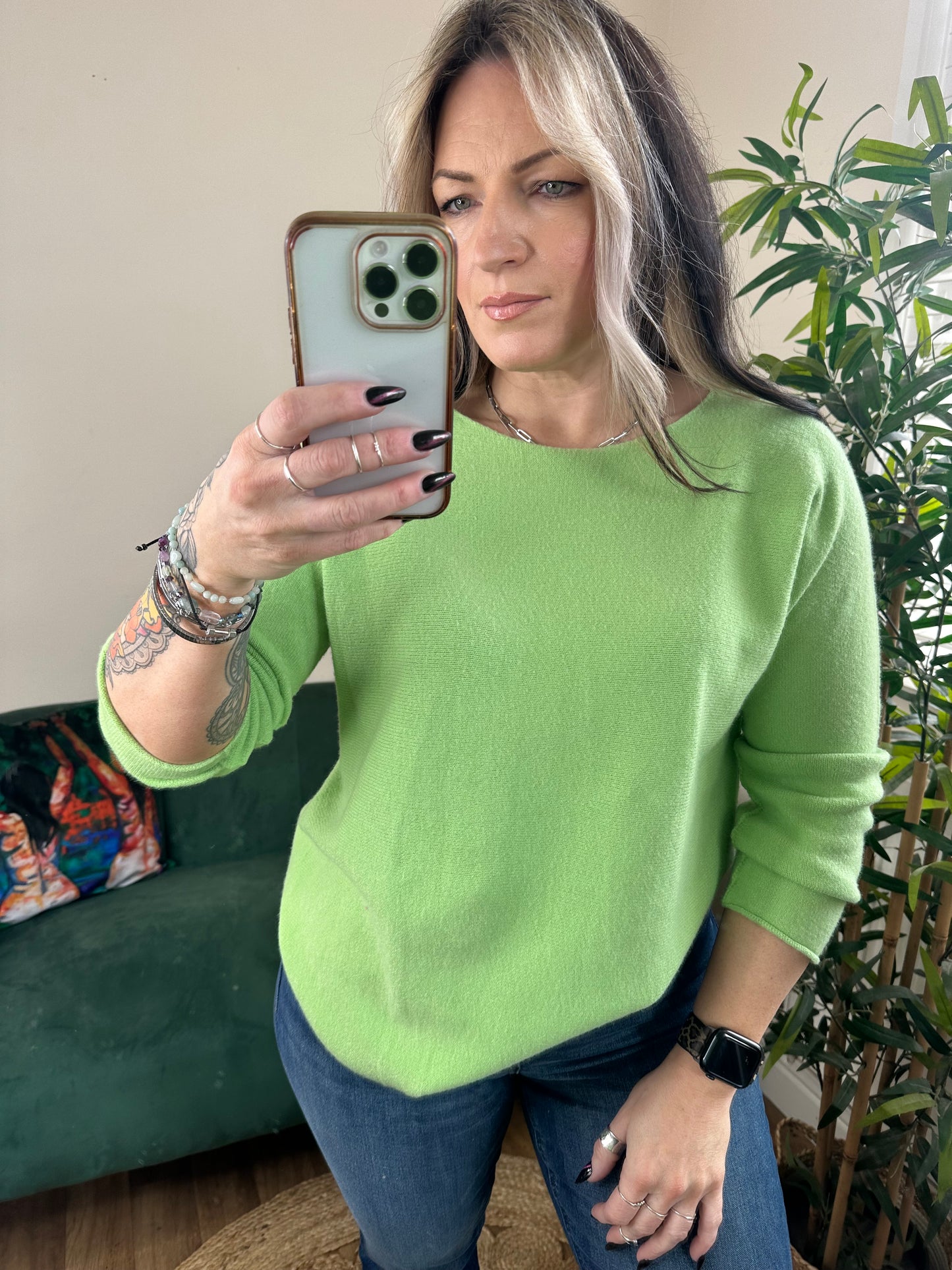 LILIANA 3/4 Sleeve Knit Green Tea