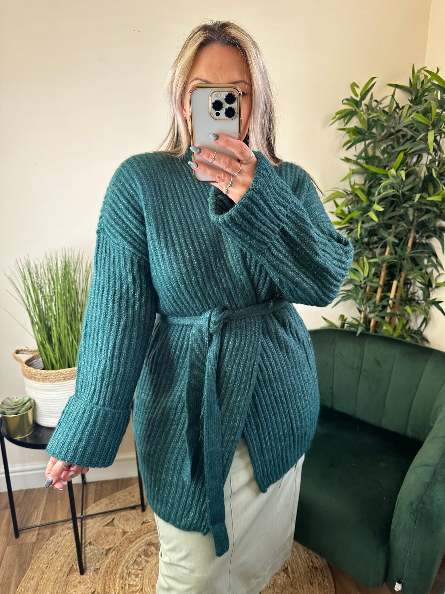 YEST Sylvana Essential Cardigan Dark Pine Green