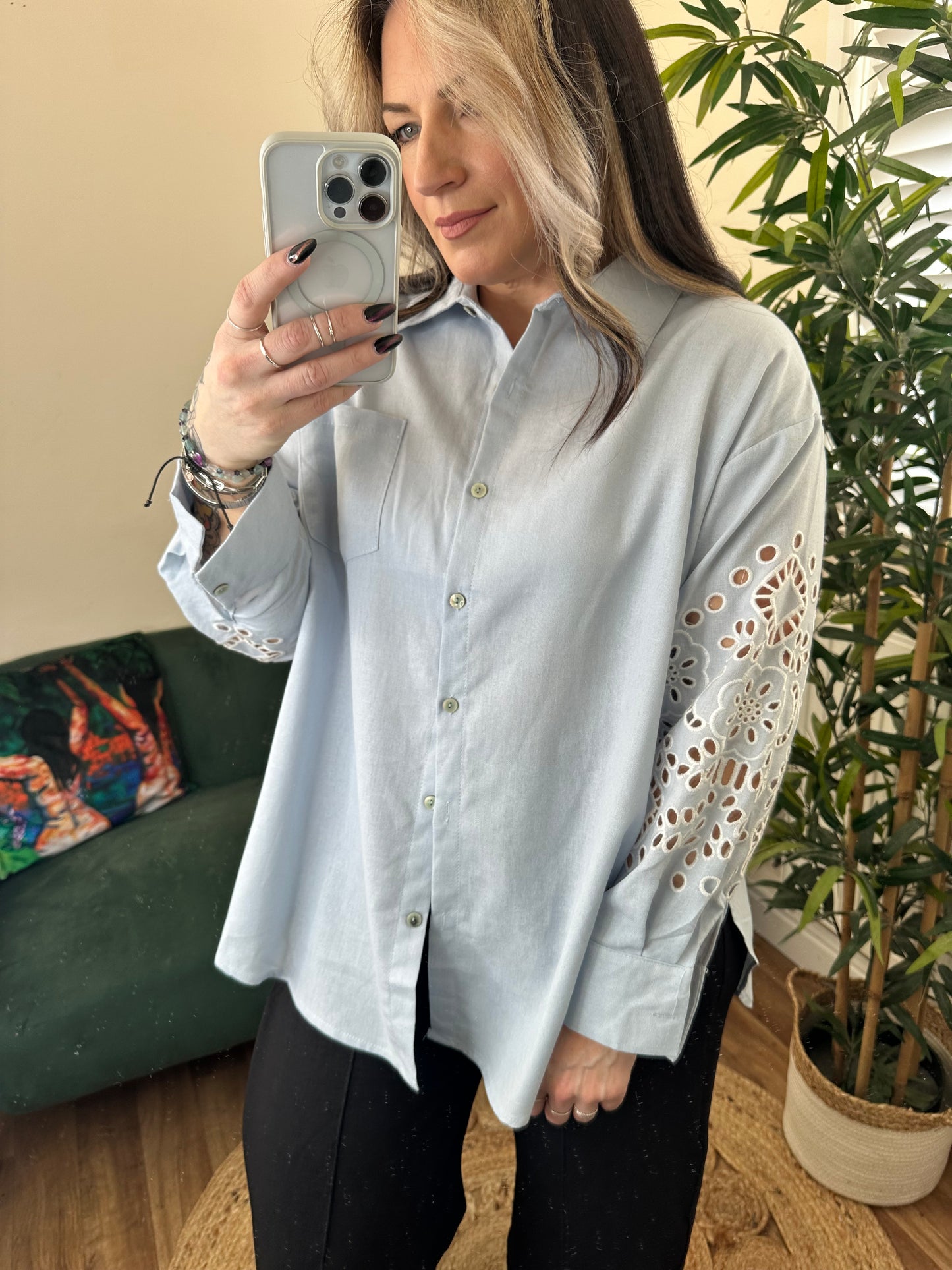 ANYA Oversized Shirt With Cut-out Sleeve Detail