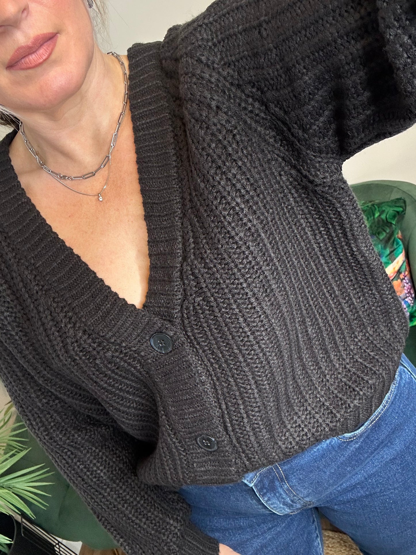 NOISY MAY Charlie Long Sleeved V-Neck Knit Cardigan Black