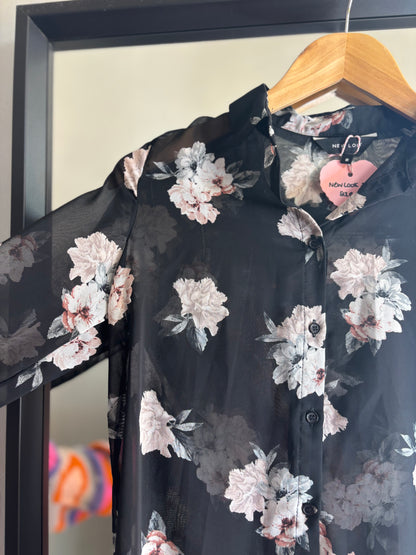 PRELOVED New Look Floral Mesh Shirt Size 8