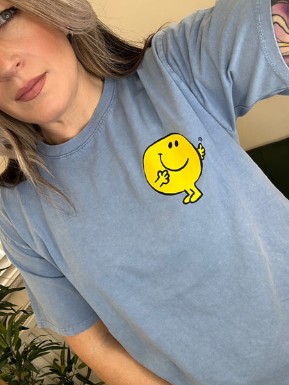 MR HAPPY Printed T-Shirt Blue