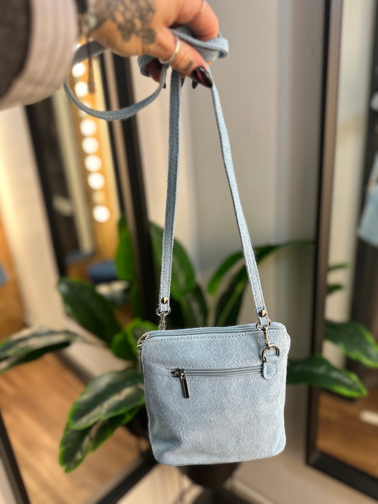 HALO Suede Crossbody Bag Blue