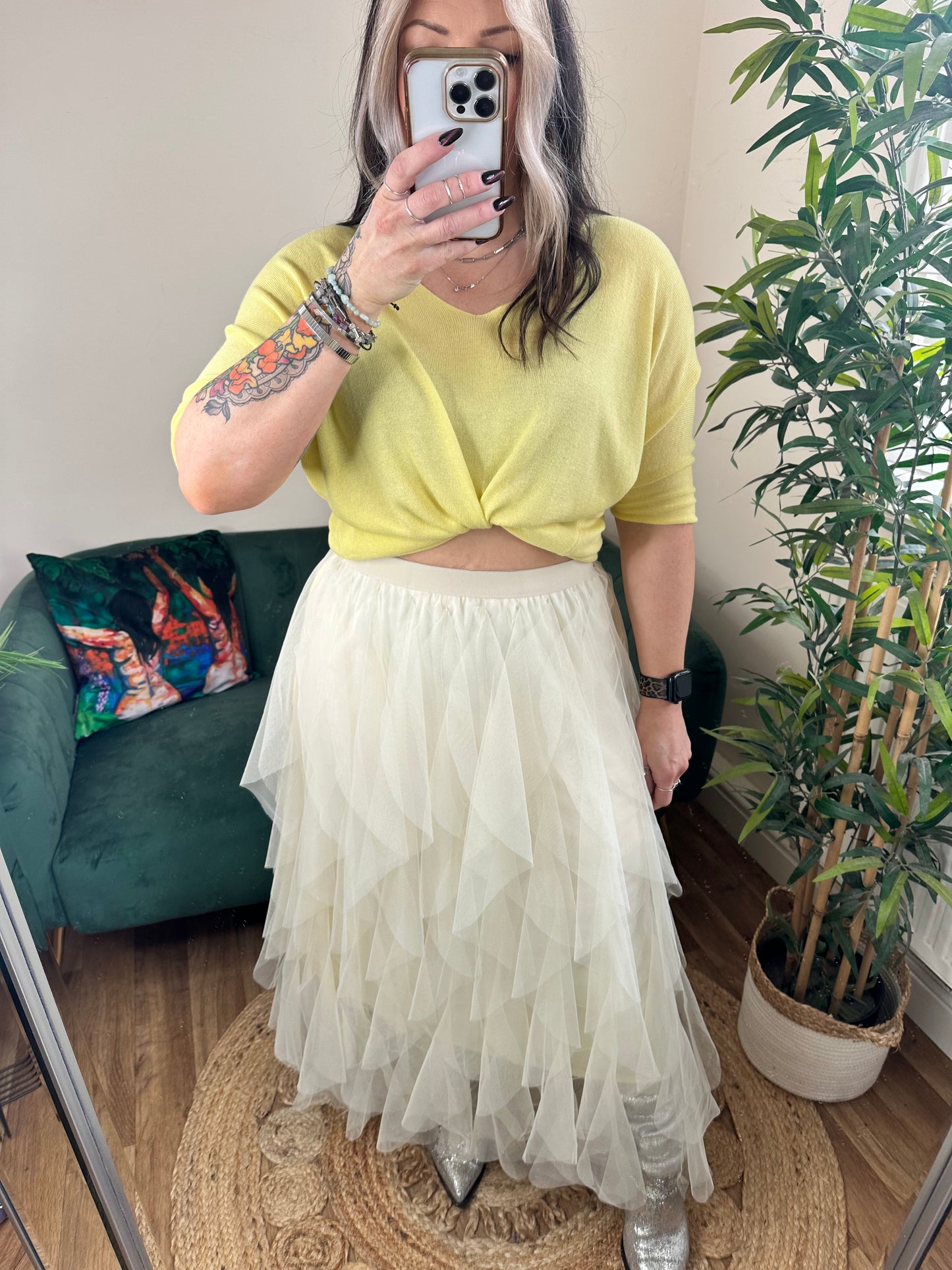 MAEVE Tulle Mesh Skirt Pastel Yellow