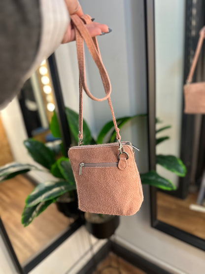 HALO Suede Crossbody Bag Rose
