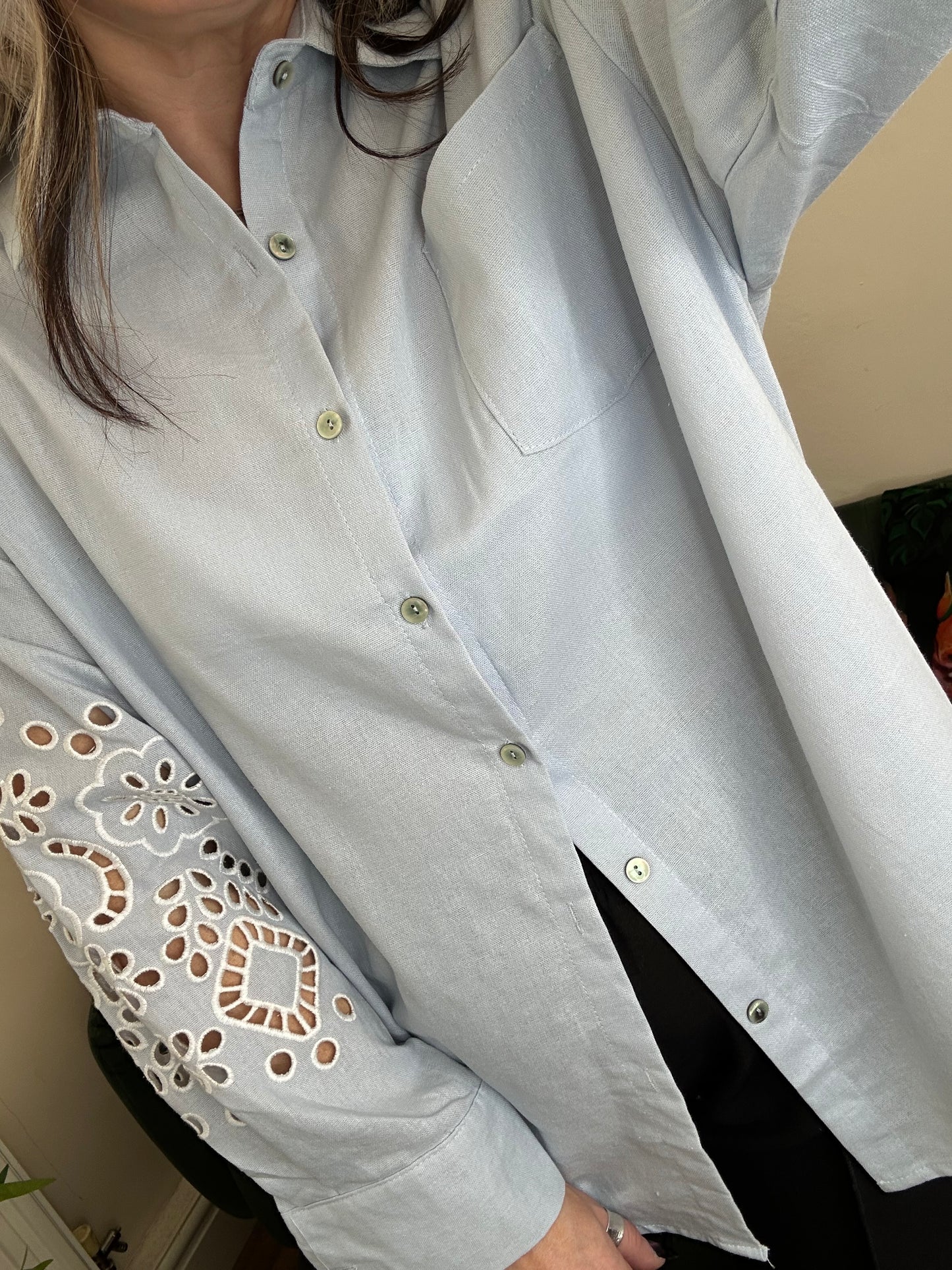 ANYA Oversized Shirt With Cut-out Sleeve Detail